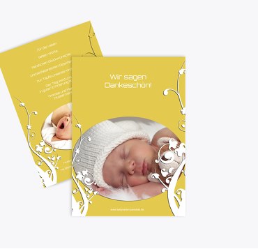 Taufe Dankeskarte Florale Schnörkel