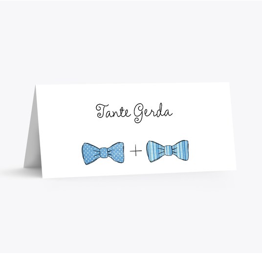 Hochzeit Tischkarte Fliegen HellBlau 100x44mm