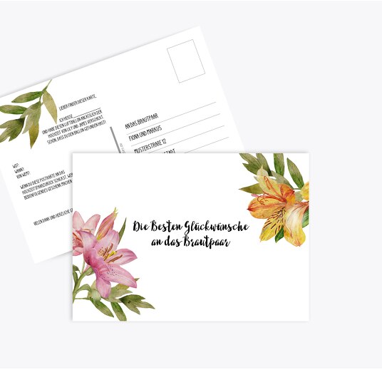 Ballonkarte Blumendeko Weiß 148x105mm