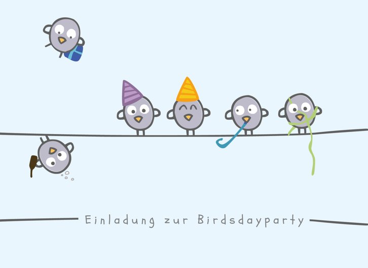 Ansicht 3 - Karten zum Geburtstag Vogelparty