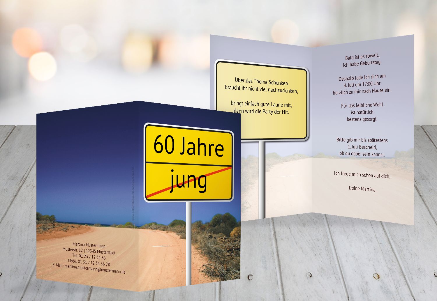 Karte Zum Geburtstag Strassenschild 60 Selbst Gestalten