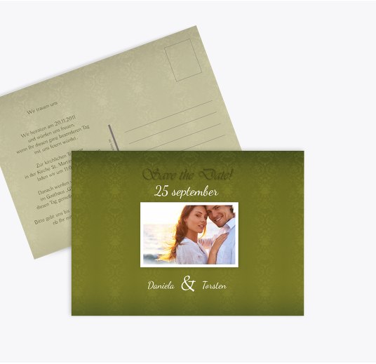 Save-the-Date Eheversprechen Matschgrün 148x105mm