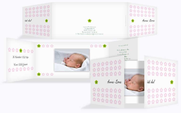 Babykarte Blumentapete