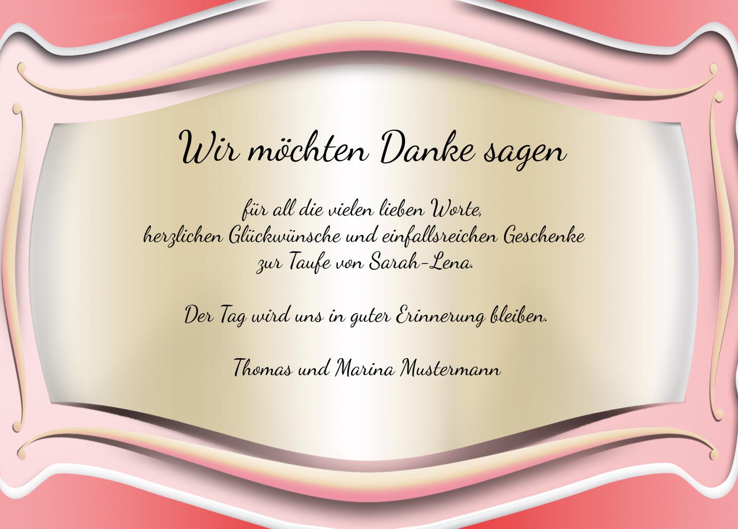 Taufe Dankeskarte Streifbogen selbst gestalten!