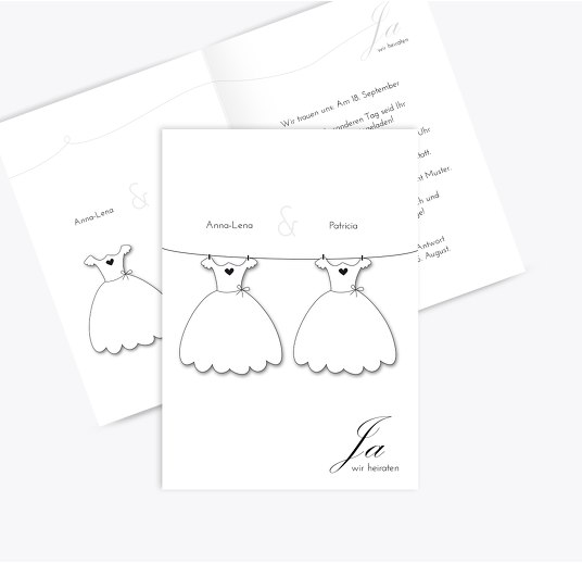 Hochzeit Einladungskarte dresses Weiß 105x148mm