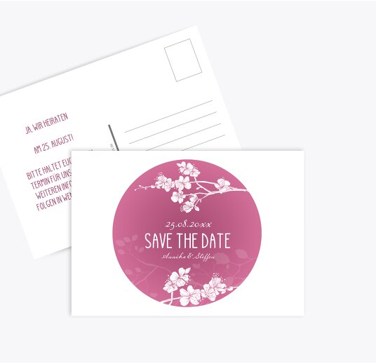 Save-the-Date Cherry Blossom Pinkrosa 148x105mm