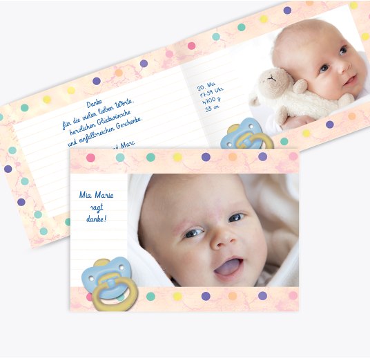 Baby Dankeskarte Smarties HellRosa 148x105mm