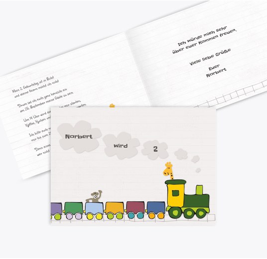 Einladung Zoozug Weiß 148x105mm