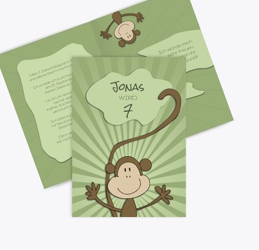 Einladung zum Kindergeburtstag Affenparty
