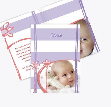 Taufe Dankeskarte Flowers and Stripes