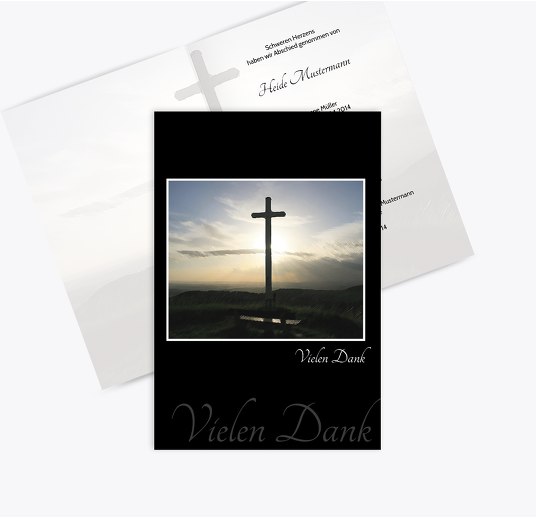Dankeskarte Kreuz Schwarz 114x170mm