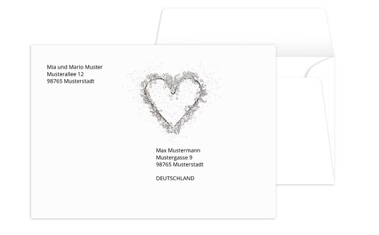 Umschlag glamour heart LilaFlieder 161x114mm