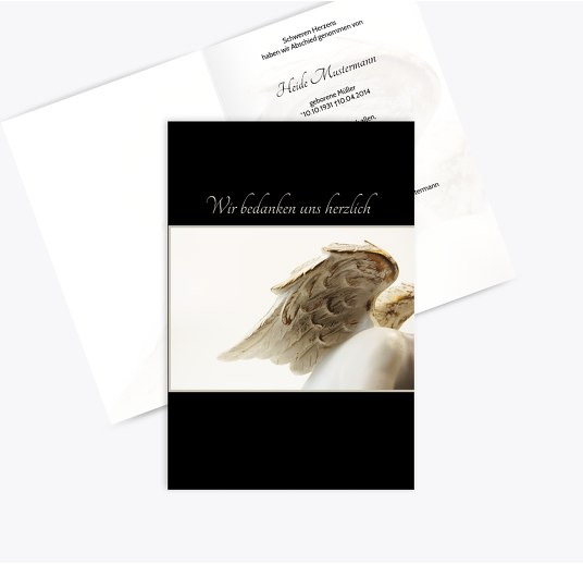 Dankeskarte Engel Schwarz 114x170mm