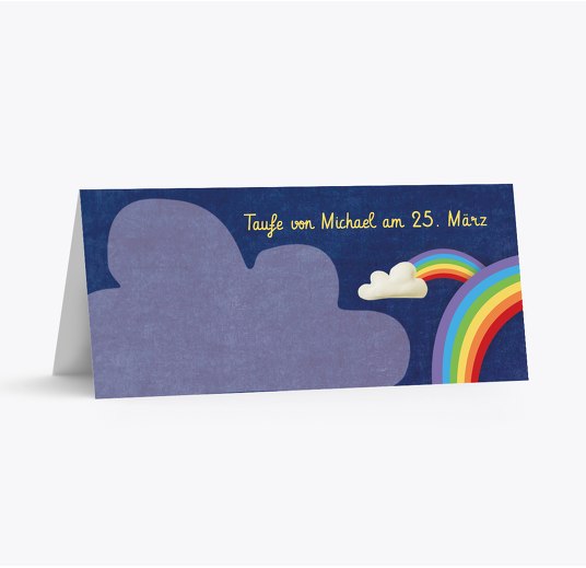 Tischkarte Regenbogenfantasie DunkeltiefBlau 100x44mm