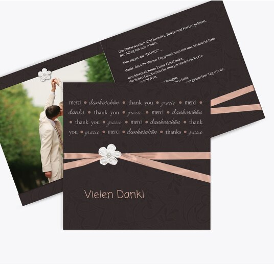 Hochzeit Dankeskarte sanfte Blüte PastellHellRot 145x145mm