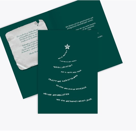 Grußkarte Schriftbaum Türkispetroldunkel 105x148mm