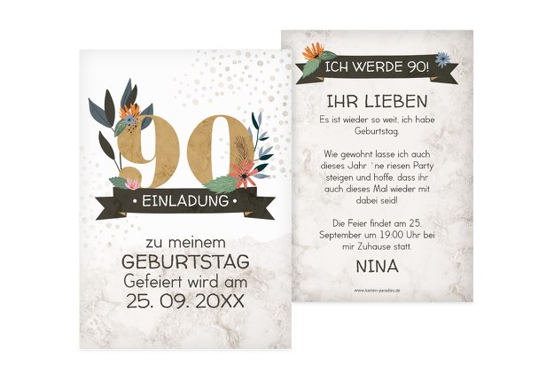 Einladungskarten Zum 90 Geburtstag Karten Paradies De