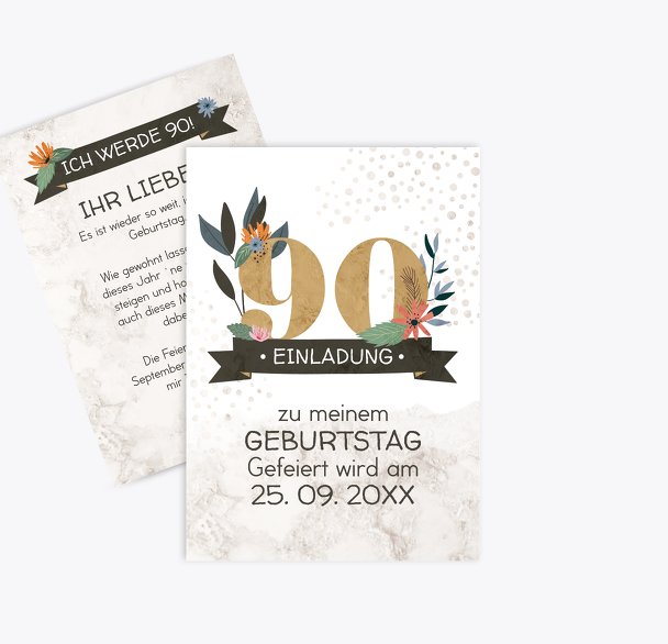 Geburtstagseinladung Blumenzahl 90