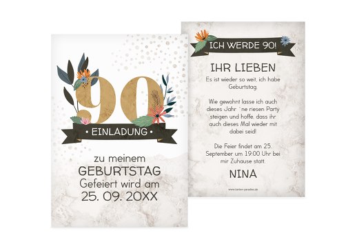 Einladungskarten Zum 90 Geburtstag Karten Paradies De