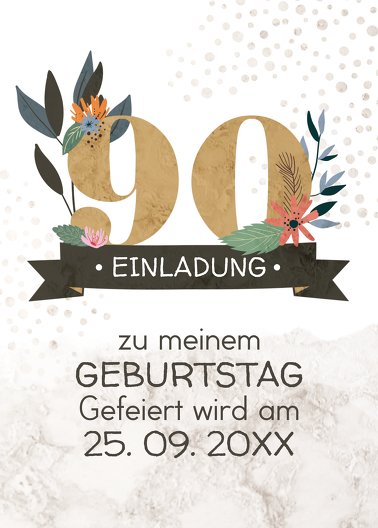 Ansicht 2 - Geburtstagseinladung Blumenzahl 90