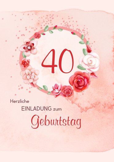 Ansicht 3 - Geburtstagseinladung Aquarell Rosen 40 Foto