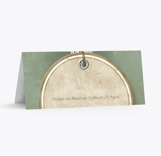 Hochzeit Tischkarte Vintage Lace hellgrünblau 100x44mm