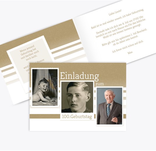 Geburtstagseinladung Fotostrecke 100 Hellbraun 148x105mm