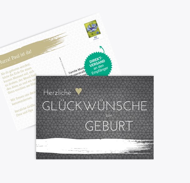 Glückwunschkarte zur Geburt Schiefer