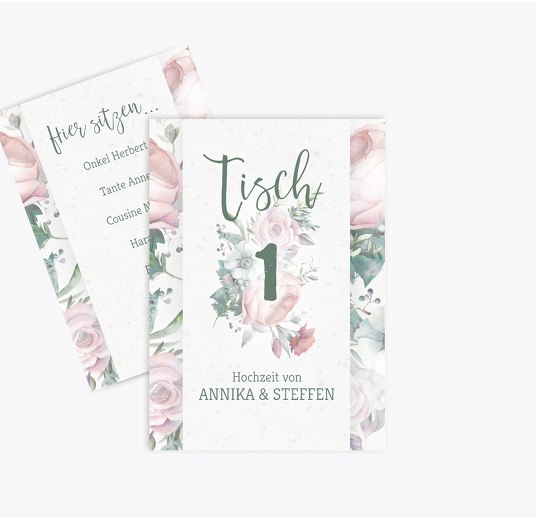 Tischnummer Verträumt DunkelgrauGrün 105x148mm