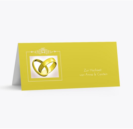 Hochzeit Tischkarte Din Ringetausch KräftigHellGelb 100x44mm