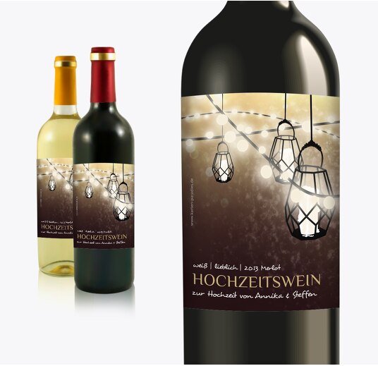 Flaschenetikett Vintage Laterne Dunkelrotlila 90x120mm