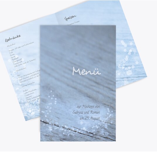 Hochzeit Menükarte Eheringe MattBlauDunkler 148x210mm