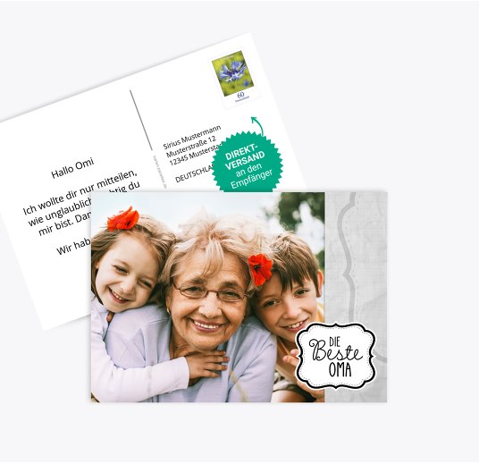 Fotospruchkarte Beste Oma Grau 148x105mm