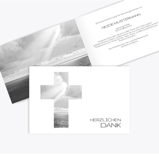 Dankeskarte Himmelskreuz Schwarz 170x114mm