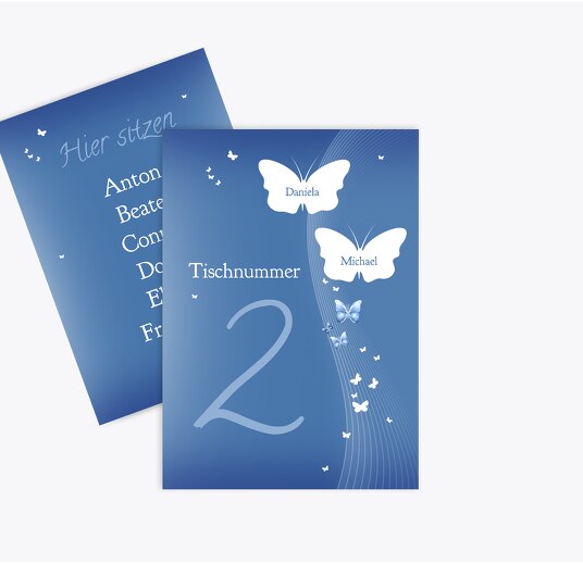 Tischnummer Traumpaar KräftigHellMarineblau 105x148mm