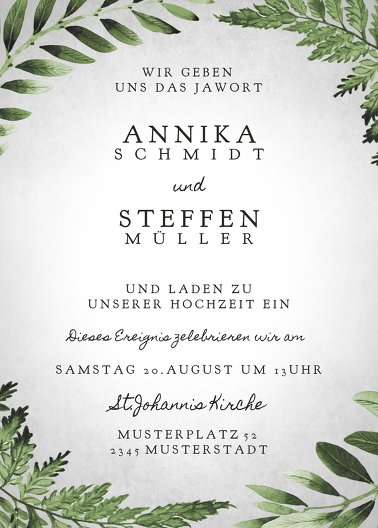 Ansicht 2 - Hochzeit Einladung Blätterwerk