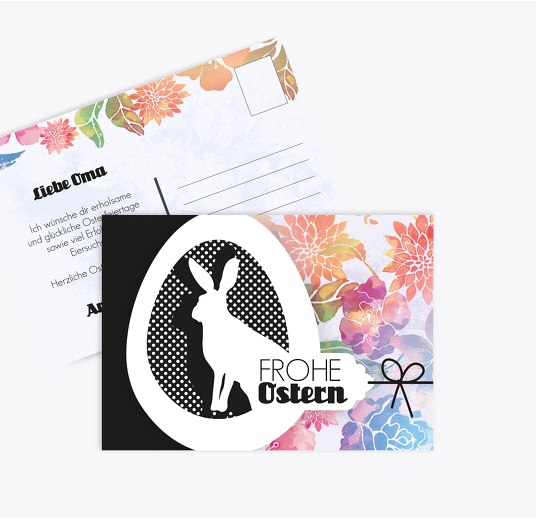 Osterkarte Hase HellgrauLila 148x105mm