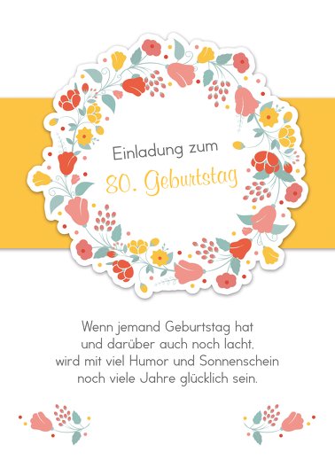 Ansicht 2 - Geburtstagseinladung Blumenkranz 80