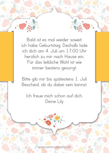 Ansicht 3 - Geburtstagseinladung Blumenkranz 80