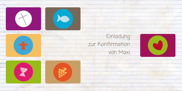 Ansicht 3 - Einladungskarte zur Konfirmation buttons