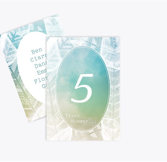 Tischnummer Federleicht AquaTürkis 105x148mm
