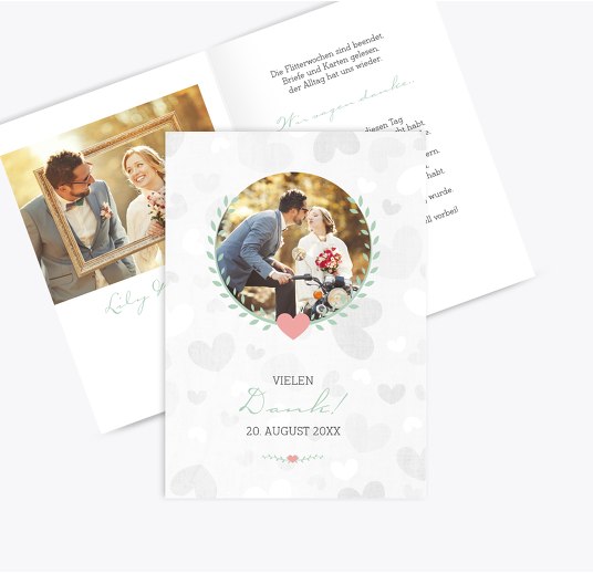 Hochzeit Dankeskarte Zarte Ranke hellgrünblau 105x148mm