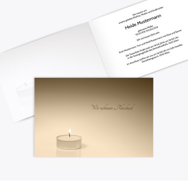Trauerkarte Teelicht quer