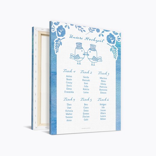 Sitzplan Vogelpaar- Männer MattBlau 400x600mm