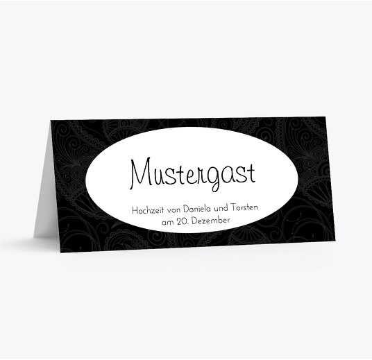 Hochzeit Tischkarte Traumhochzeit Schwarz 100x44mm