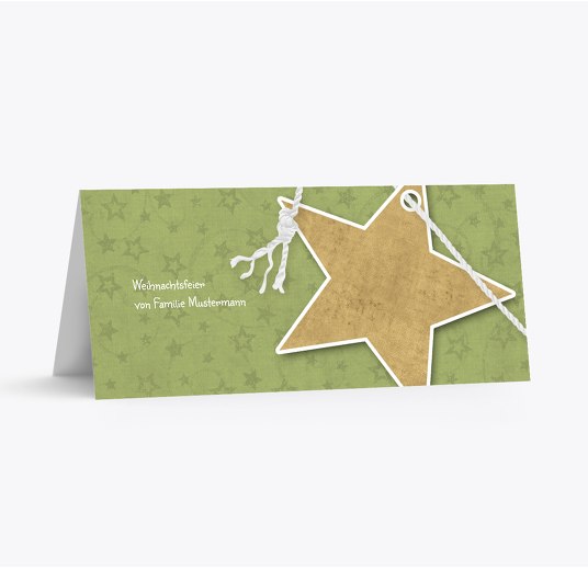 Tischkarte Sternenschnur MattGrün 100x44mm