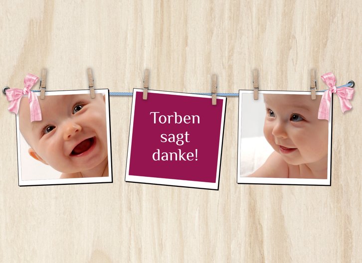 Ansicht 3 - Baby Dankeskarte Schleife