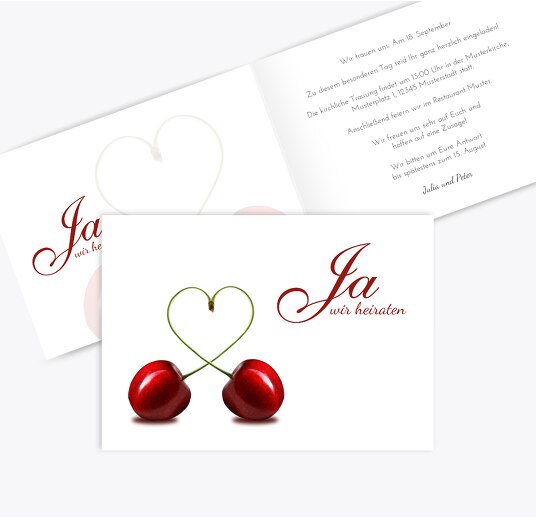 Hochzeit Einladungskarte Kirsche WeinRot 148x105mm