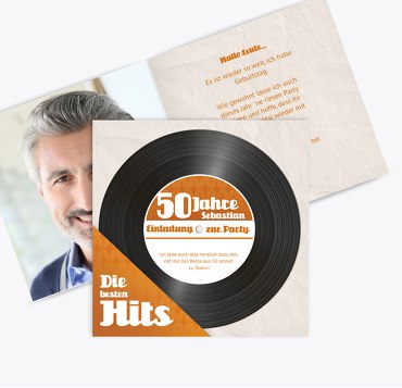 Geburtstagseinladung Schallplatte 50