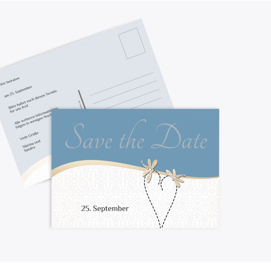 Save-the-Date Unzertrennlich MattBlauDunkler 148x105mm